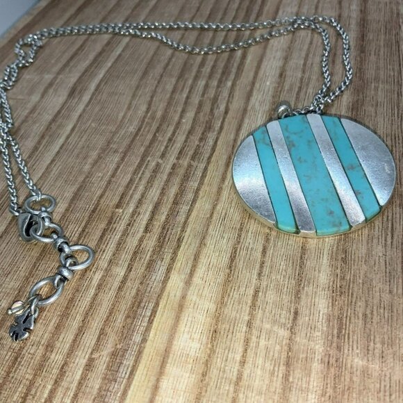 LUCKY BRAND Faux Turquoise Silver Tone Charm Necklace - Picture 3 of 5